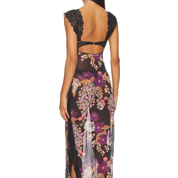 Free People x Intimately FP Suddenly Fine Maxi Slip in Black Combo - Picture 2 of 9